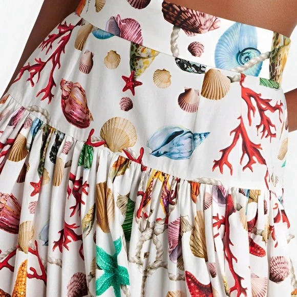 COMMENSE Shell Print Crop Top Skirt Set - Picture 4 of 13